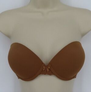 Xhilaration 38B Tan Underwire Padded Floral Lace Trim Strapless Push Up Bra Bow